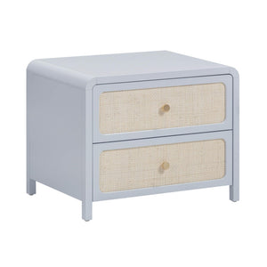 TOV Furniture Patty 28" Handwoven Rattan Nightstand with Soft-Close Drawers for a Breezy Coastal Bedroom Look Blue TOV-B69363