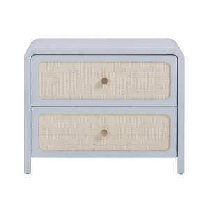 TOV Furniture Patty 28" Handwoven Rattan Nightstand with Soft-Close Drawers for a Breezy Coastal Bedroom Look Blue TOV-B69363