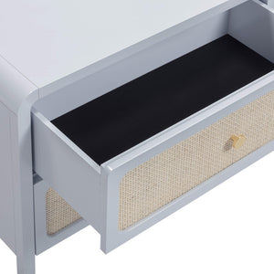 TOV Furniture Patty 28" Handwoven Rattan Nightstand with Soft-Close Drawers for a Breezy Coastal Bedroom Look Blue TOV-B69363