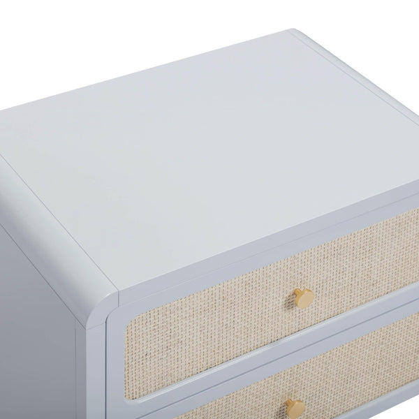 TOV Furniture Patty 28" Handwoven Rattan Nightstand with Soft-Close Drawers for a Breezy Coastal Bedroom Look Blue TOV-B69363