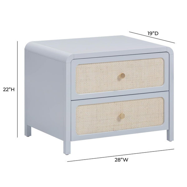 TOV Furniture Patty 28" Handwoven Rattan Nightstand with Soft-Close Drawers for a Breezy Coastal Bedroom Look Blue TOV-B69363