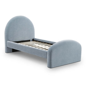 TOV Furniture Moon Twin Bed in Chambray Blue Chenille - Art Deco Style with Optional Trundle for Extra Comfort TOV-B69369