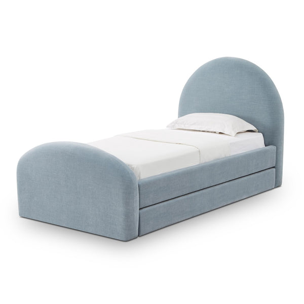 TOV Furniture Moon Chambray Blue Chenille Twin Trundle Bed - Stylish, Space-Saving Solution for Any Room TOV-B69370