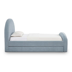 TOV Furniture Moon Chambray Blue Chenille Twin Trundle Bed - Stylish, Space-Saving Solution for Any Room TOV-B69370