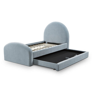 TOV Furniture Moon Chambray Blue Chenille Twin Trundle Bed - Stylish, Space-Saving Solution for Any Room TOV-B69370