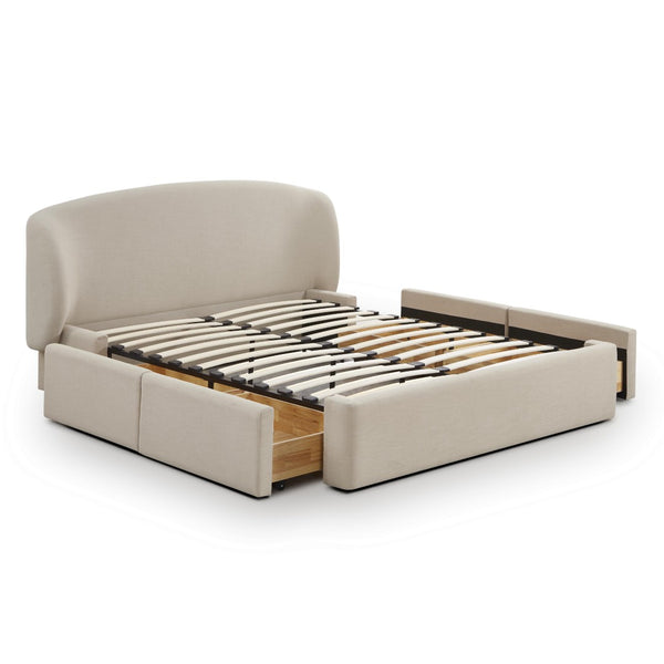 TOV Furniture Corey Upcycled Linen Storage Bed – Eco-Friendly Design with Cozy Comfort and Hidden Storage Solutions Taupe / Queen TOV-B69385