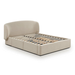 TOV Furniture Corey Upcycled Linen Storage Bed – Eco-Friendly Design with Cozy Comfort and Hidden Storage Solutions Taupe / Queen TOV-B69385