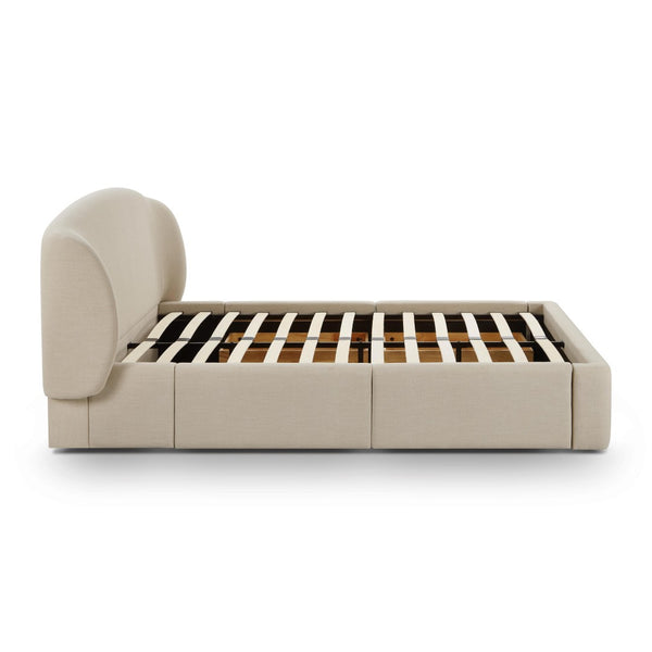 TOV Furniture Corey Upcycled Linen Storage Bed – Eco-Friendly Design with Cozy Comfort and Hidden Storage Solutions Taupe / Queen TOV-B69385