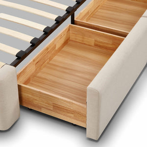 TOV Furniture Corey Upcycled Linen Storage Bed – Eco-Friendly Design with Cozy Comfort and Hidden Storage Solutions Taupe / Queen TOV-B69385