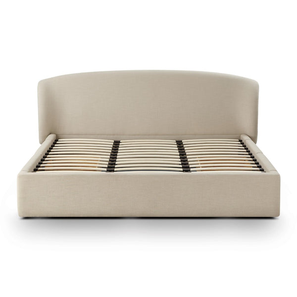 TOV Furniture Corey Upcycled Linen Storage Bed – Eco-Friendly Design with Cozy Comfort and Hidden Storage Solutions Taupe / King TOV-B69386