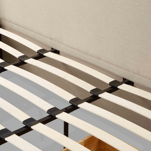 TOV Furniture Corey Upcycled Linen Storage Bed – Eco-Friendly Design with Cozy Comfort and Hidden Storage Solutions Taupe / King TOV-B69386