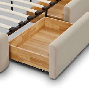 TOV Furniture Corey Upcycled Linen Storage Bed – Eco-Friendly Design with Cozy Comfort and Hidden Storage Solutions Taupe / King TOV-B69386