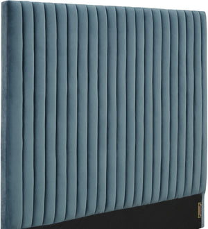 TOV Furniture Arabelle Velvet Bed: Luxurious Upholstered Centerpiece with Channel-Tufted Headboard for Elegant Style Sea Blue / Queen TOV-B94