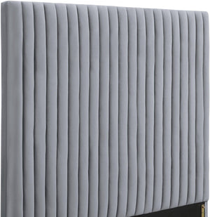 TOV Furniture Arabelle Velvet Bed: Luxurious Upholstered Centerpiece with Channel-Tufted Headboard for Elegant Style Grey / King TOV-B96