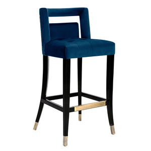 TOV Furniture Hart Velvet Stool – Luxurious Upholstered Design with Artisanal Nailheads for Modern Elegance Navy / Bar Height TOV-BS23