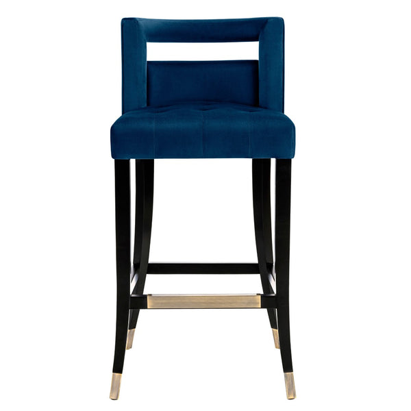 TOV Furniture Hart Velvet Stool – Luxurious Upholstered Design with Artisanal Nailheads for Modern Elegance Navy / Bar Height TOV-BS23