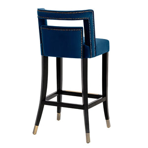 TOV Furniture Hart Velvet Stool – Luxurious Upholstered Design with Artisanal Nailheads for Modern Elegance Navy / Counter Height TOV-BS24