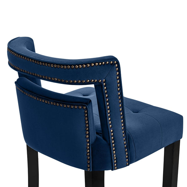 TOV Furniture Hart Velvet Stool – Luxurious Upholstered Design with Artisanal Nailheads for Modern Elegance Navy / Counter Height TOV-BS24
