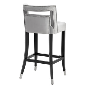 TOV Furniture Hart Velvet Stool – Luxurious Upholstered Design with Artisanal Nailheads for Modern Elegance Grey / Bar Height TOV-BS25