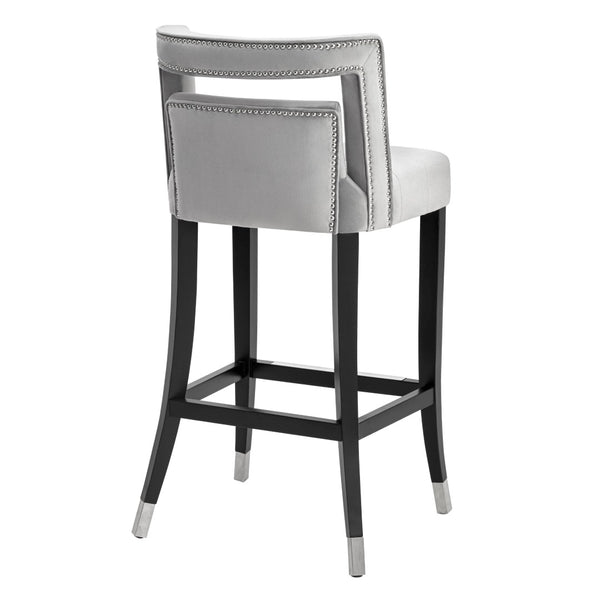 TOV Furniture Hart Velvet Stool – Luxurious Upholstered Design with Artisanal Nailheads for Modern Elegance Grey / Bar Height TOV-BS25