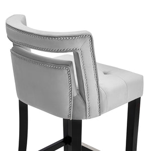 TOV Furniture Hart Velvet Stool – Luxurious Upholstered Design with Artisanal Nailheads for Modern Elegance Grey / Bar Height TOV-BS25