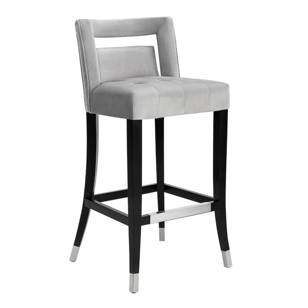 TOV Furniture Hart Velvet Stool – Luxurious Upholstered Design with Artisanal Nailheads for Modern Elegance Grey / Counter Height TOV-BS26