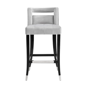 TOV Furniture Hart Velvet Stool – Luxurious Upholstered Design with Artisanal Nailheads for Modern Elegance Grey / Counter Height TOV-BS26