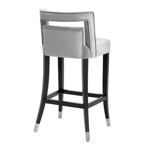 TOV Furniture Hart Velvet Stool – Luxurious Upholstered Design with Artisanal Nailheads for Modern Elegance Grey / Counter Height TOV-BS26