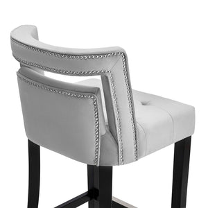 TOV Furniture Hart Velvet Stool – Luxurious Upholstered Design with Artisanal Nailheads for Modern Elegance Grey / Counter Height TOV-BS26