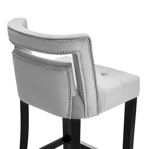 TOV Furniture Hart Velvet Stool – Luxurious Upholstered Design with Artisanal Nailheads for Modern Elegance Grey / Counter Height TOV-BS26