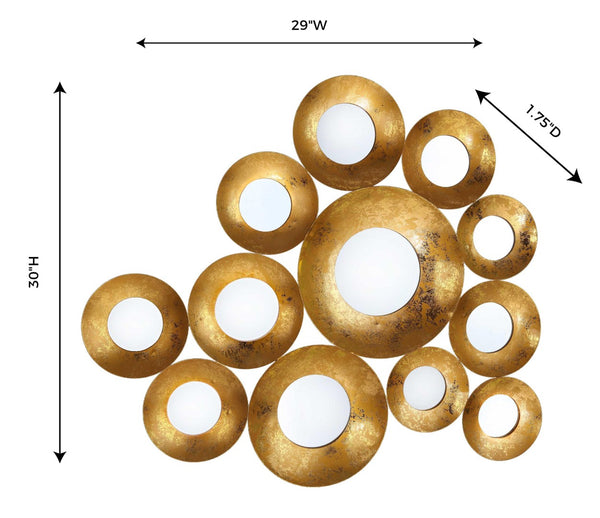 TOV Furniture Vivid 29"x30" Gold Mirror - Handcrafted Beveled Glass with Distressed Finish, Perfect for Any Space TOV-C18142