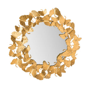 TOV Furniture Lyrical Gold Round Wall Mirror - Elegant Hand-Hammered Design with Sculptural Fan-Shaped Frame Small TOV-C18212-27