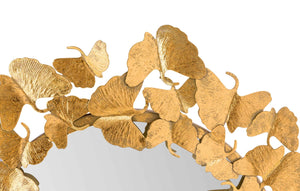 TOV Furniture Lyrical Gold Round Wall Mirror - Elegant Hand-Hammered Design with Sculptural Fan-Shaped Frame Small TOV-C18212-27