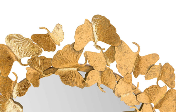 TOV Furniture Lyrical Gold Round Wall Mirror - Elegant Hand-Hammered Design with Sculptural Fan-Shaped Frame Small TOV-C18212-27