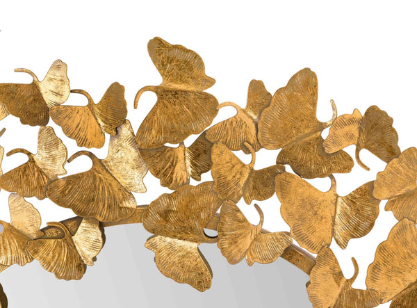 TOV Furniture Lyrical Gold Round Wall Mirror - Elegant Hand-Hammered Design with Sculptural Fan-Shaped Frame Large TOV-C18213-36