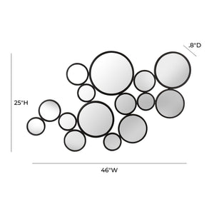 TOV Furniture Zoha 46"X25" Modern Black Wall Mirror - Artistic Cluster Design for Contemporary Spaces & Elegance TOV-C18214