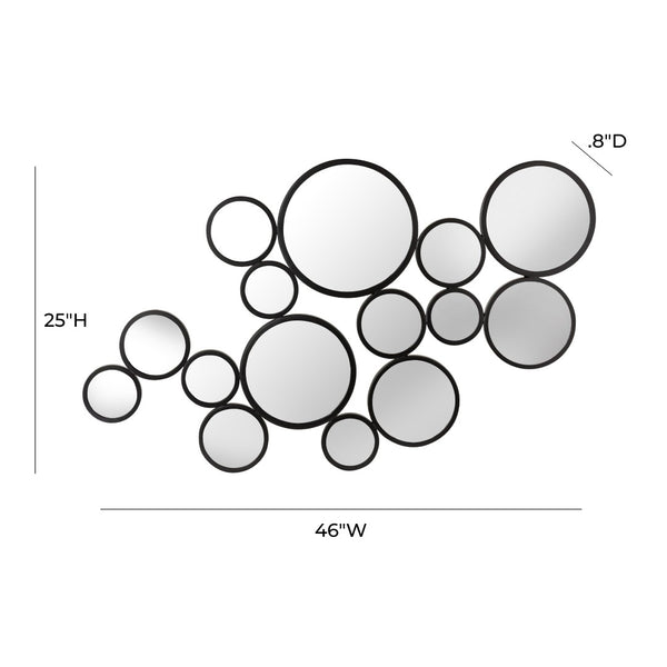 TOV Furniture Zoha 46"X25" Modern Black Wall Mirror - Artistic Cluster Design for Contemporary Spaces & Elegance TOV-C18214