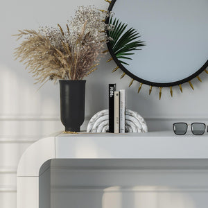 TOV Furniture Grey Faux Marble Bookends - Stylish Sculptural Support for Bookshelves, Desks, and Decor Accents TOV-C18335