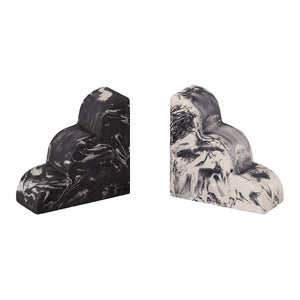 TOV Furniture White-Black Concrete Bookends - Stylish Modern Elegance for Bookshelves, Desks & Home Decor TOV-C18336