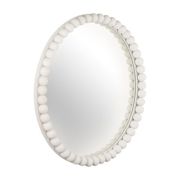 TOV Furniture Baria 30" Handcrafted Wooden Round Wall Mirror - Elevate Your Space with Organic Elegance and Charm White TOV-C18383