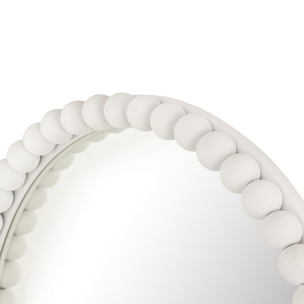 TOV Furniture Baria 30" Handcrafted Wooden Round Wall Mirror - Elevate Your Space with Organic Elegance and Charm White TOV-C18383