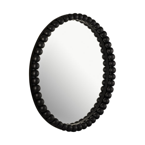 TOV Furniture Baria 30" Handcrafted Wooden Round Wall Mirror - Elevate Your Space with Organic Elegance and Charm Black TOV-C18396