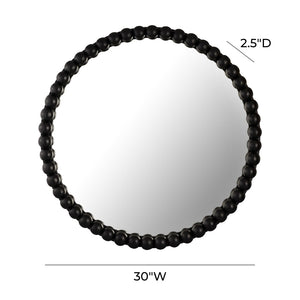 TOV Furniture Baria 30" Handcrafted Wooden Round Wall Mirror - Elevate Your Space with Organic Elegance and Charm Black TOV-C18396