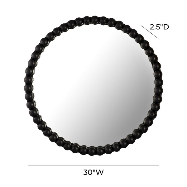 TOV Furniture Baria 30" Handcrafted Wooden Round Wall Mirror - Elevate Your Space with Organic Elegance and Charm Black TOV-C18396