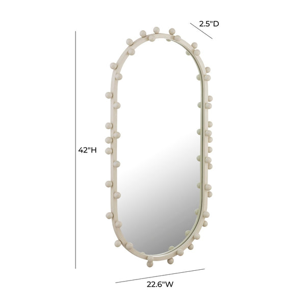 TOV Furniture Bubbles Ivory Oval Wall Mirror - Whimsical Bubble Accents for Elegant Home Decor & Entryways Large TOV-C18414