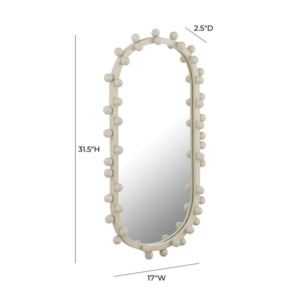 TOV Furniture Bubbles Ivory Oval Wall Mirror - Whimsical Bubble Accents for Elegant Home Decor & Entryways Small TOV-C18422
