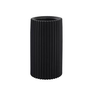 TOV Furniture Jenna Concrete Table Vase - Modern Minimalist Design with Sculptural Grooves for Elegant Décor Black TOV-C18427