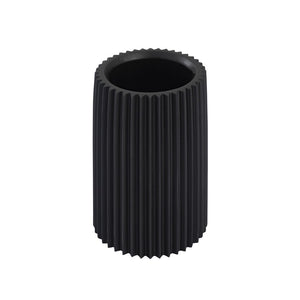 TOV Furniture Jenna Concrete Table Vase - Modern Minimalist Design with Sculptural Grooves for Elegant Décor Black TOV-C18427