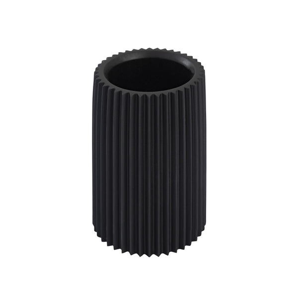 TOV Furniture Jenna Concrete Table Vase - Modern Minimalist Design with Sculptural Grooves for Elegant Décor Black TOV-C18427