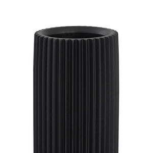 TOV Furniture Jenna Concrete Table Vase - Modern Minimalist Design with Sculptural Grooves for Elegant Décor Black TOV-C18427